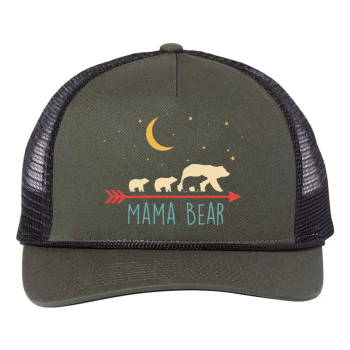 Mama Bear With 3 Cubs Gift Mama Bear Hooded Meaningful Gift Retro Rope Trucker Hat Cap