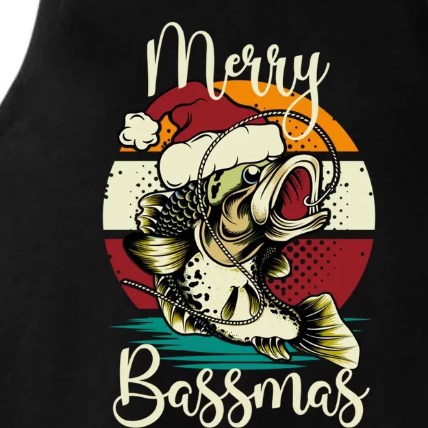 Merry Bassmas Xmas Bass Fishing Funny Christmas Fisher Cute Gift Ladies Tri-Blend Wicking Tank