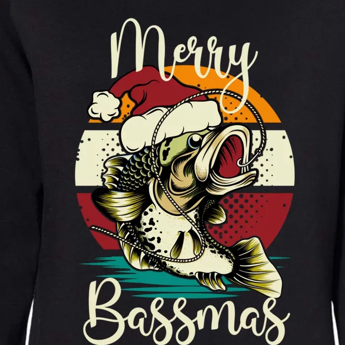 Merry Bassmas Xmas Bass Fishing Funny Christmas Fisher Cute Gift Womens California Wash Sweatshirt