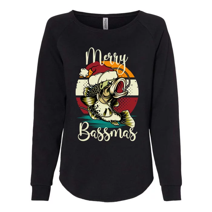 Merry Bassmas Xmas Bass Fishing Funny Christmas Fisher Cute Gift Womens California Wash Sweatshirt