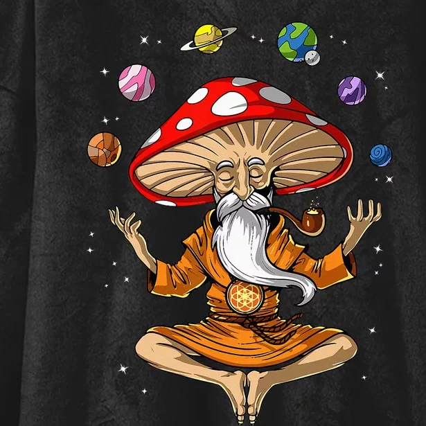 Mushroom Buddha Zen Yoga Meditation Psychedelic Hippie Fungi Hooded Wearable Blanket