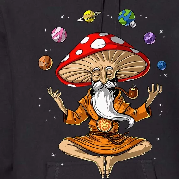 Mushroom Buddha Zen Yoga Meditation Psychedelic Hippie Fungi Premium Hoodie