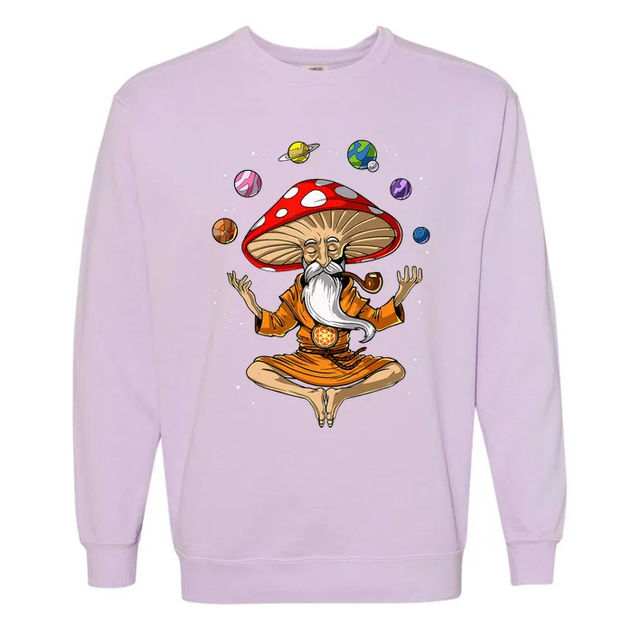 Mushroom Buddha Zen Yoga Meditation Psychedelic Hippie Fungi Garment-Dyed Sweatshirt