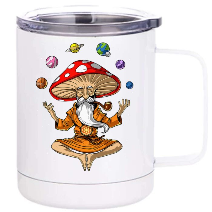 Mushroom Buddha Zen Yoga Meditation Psychedelic Hippie Fungi Front & Back 12oz Stainless Steel Tumbler Cup