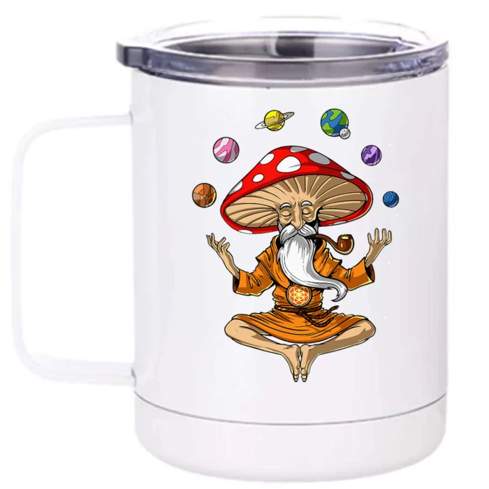 Mushroom Buddha Zen Yoga Meditation Psychedelic Hippie Fungi Front & Back 12oz Stainless Steel Tumbler Cup