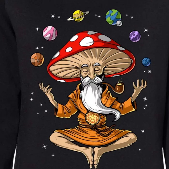 Mushroom Buddha Zen Yoga Meditation Psychedelic Hippie Fungi Gift Womens California Wash Sweatshirt