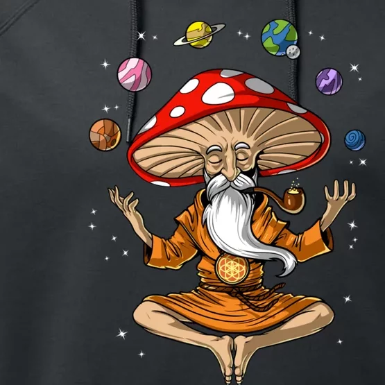 Mushroom Buddha Zen Yoga Meditation Psychedelic Hippie Fungi Performance Fleece Hoodie