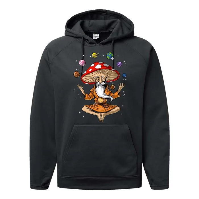 Mushroom Buddha Zen Yoga Meditation Psychedelic Hippie Fungi Performance Fleece Hoodie