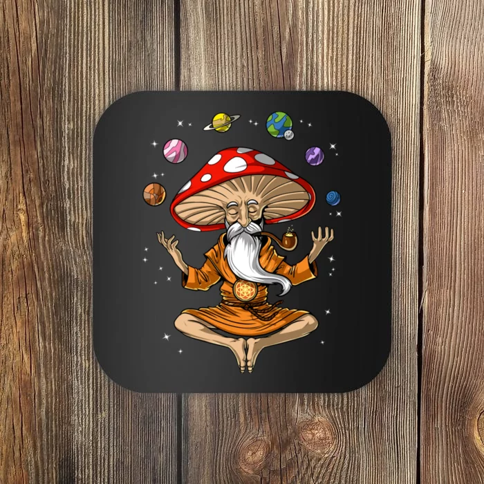 Mushroom Buddha Zen Yoga Meditation Psychedelic Hippie Fungi Coaster