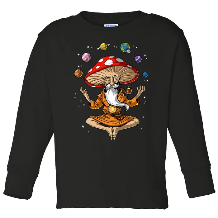 Mushroom Buddha Zen Yoga Meditation Psychedelic Hippie Fungi Toddler Long Sleeve Shirt