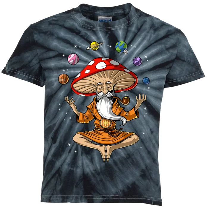 Mushroom Buddha Zen Yoga Meditation Psychedelic Hippie Fungi Kids Tie-Dye T-Shirt