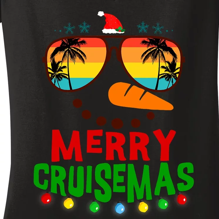 Merry Cruisemas 2025 Christmas Santa Snowman Cruise Women's V-Neck T-Shirt