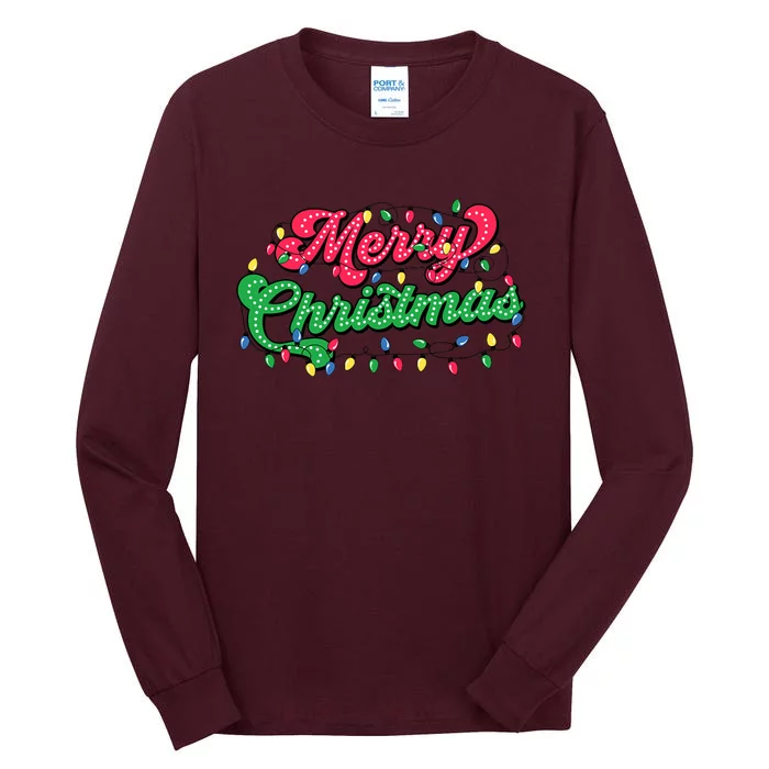 Merry Christmas 2024 Family Matching Christmas Lights Xmas Tall Long Sleeve T-Shirt