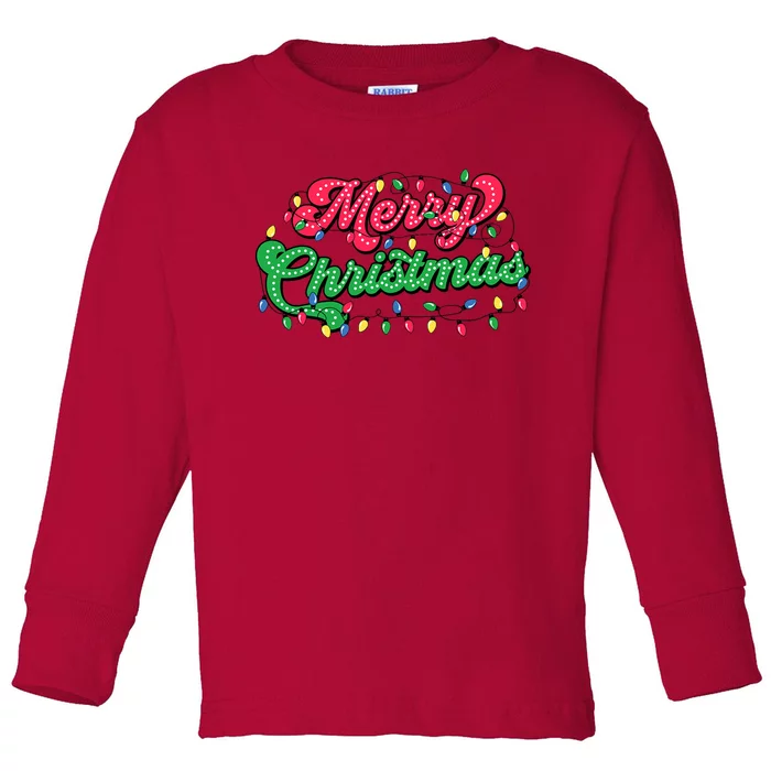 Merry Christmas 2024 Family Matching Christmas Lights Xmas Toddler Long Sleeve Shirt