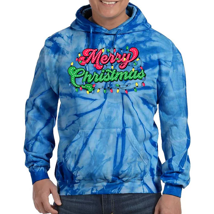 Merry Christmas 2024 Family Matching Christmas Lights Xmas Tie Dye Hoodie