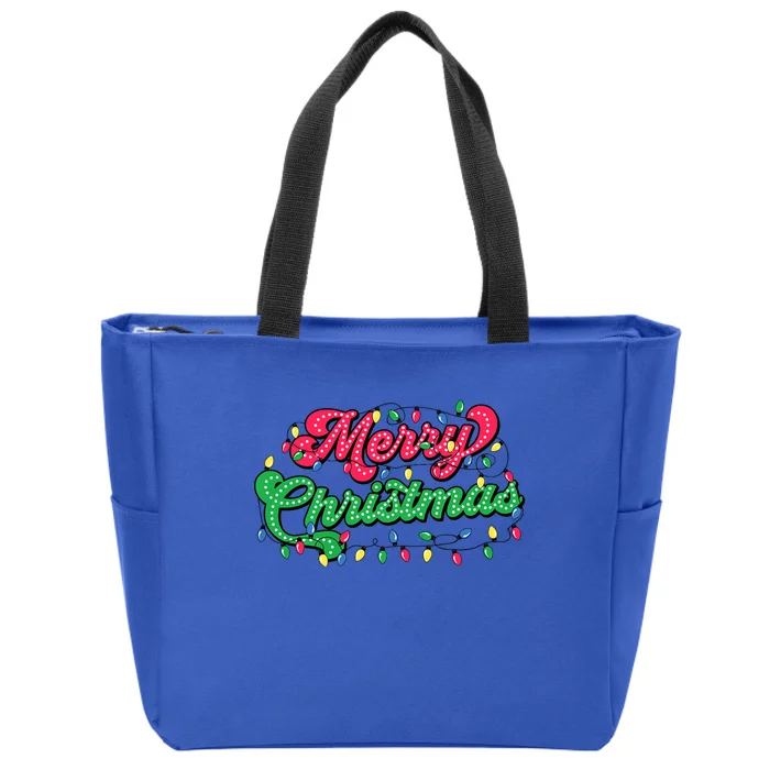 Merry Christmas 2024 Family Matching Christmas Lights Xmas Zip Tote Bag