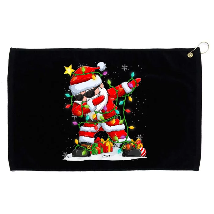 Merry Christmas 2024 Funny Santa Claus Christmas Lights Grommeted Golf Towel