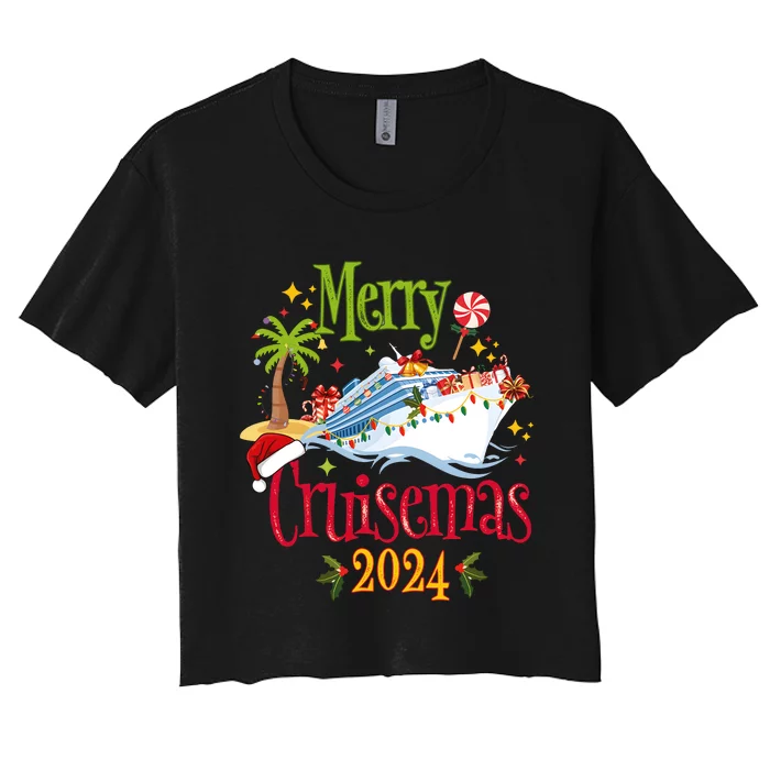 Merry Cruisemas 2024 Family Cruise Group Women's Crop Top Tee