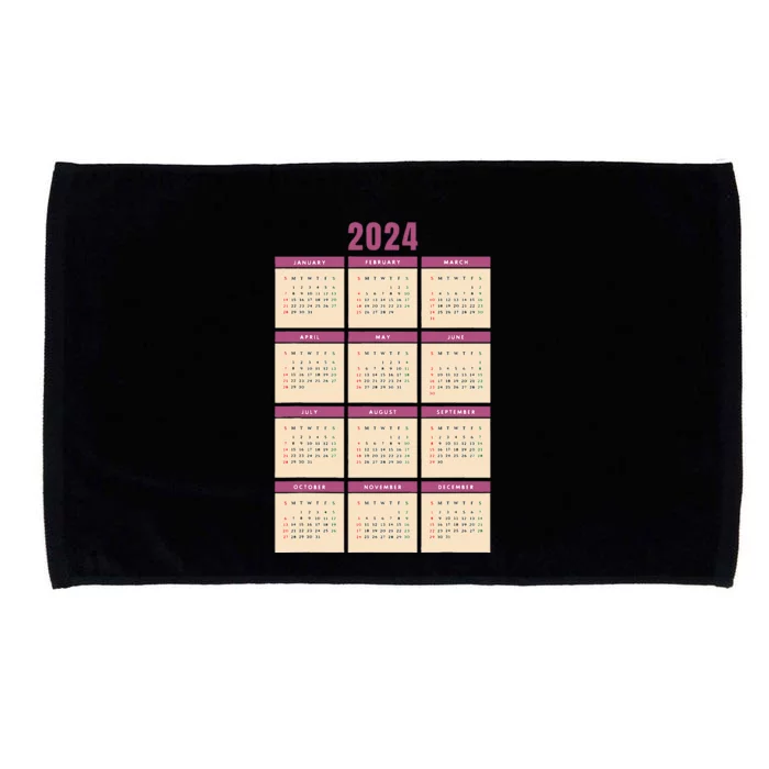 Monthly Calendar 2024 Happy New Year Kids Funny Microfiber Hand Towel