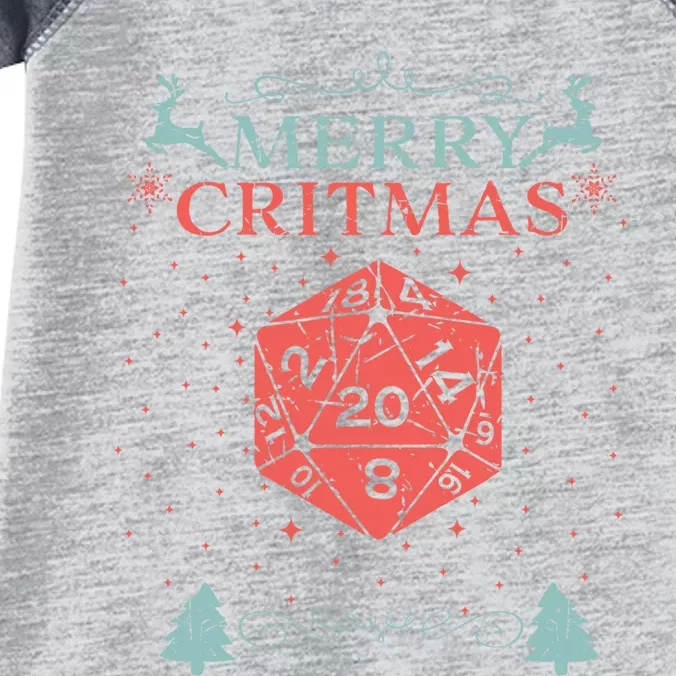 Merry Critmas 20 Sided Dice RPG Christmas Holiday Board Game Infant Baby Jersey Bodysuit