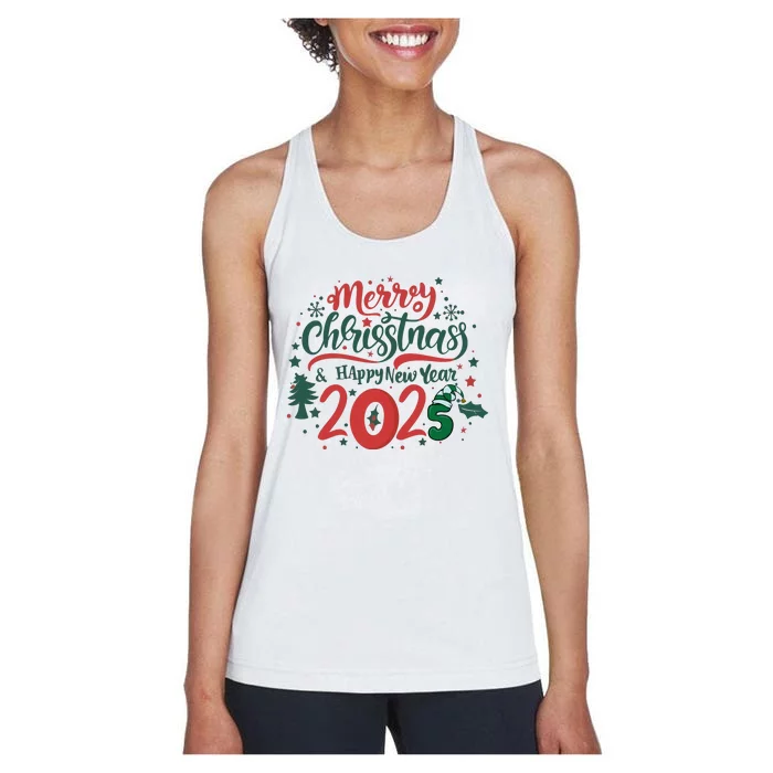 Merry Christmas 2025 And Happy New Year Women's Racerback Tank