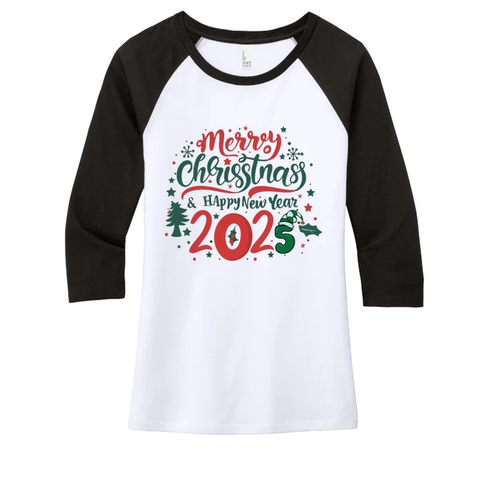 Merry Christmas 2025 And Happy New Year Women's Tri-Blend 3/4-Sleeve Raglan Shirt