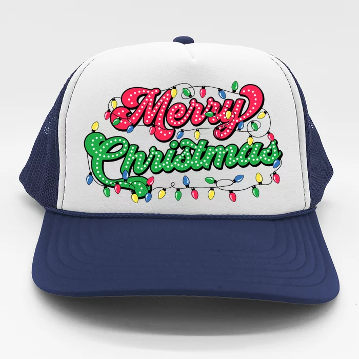 Merry Christmas 2024 Family Matching Christmas Lights Xmas Trucker Hat