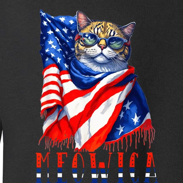 MEOWICA Cat 4th July Sunglasses Merica Cat American Flag Toddler Sweatshirt