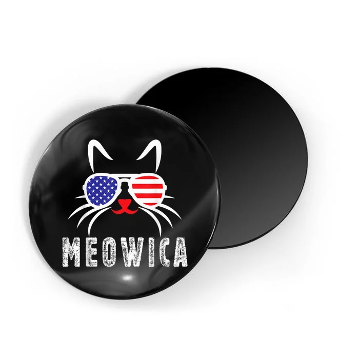 MEOWICA Cat 4th July Sunglasses Merica Cat American Flag Magnet