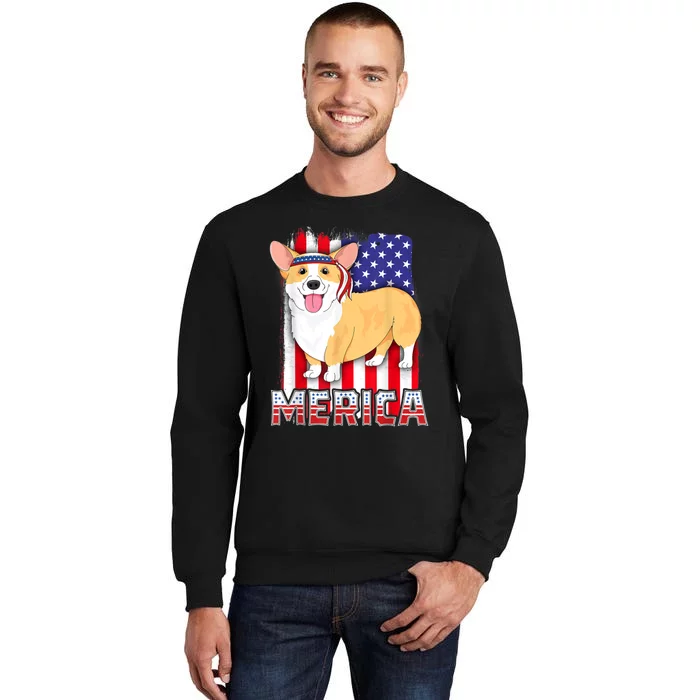 Merica Corgi 4th Of July Family Women Dog American Flag Sweatshirt