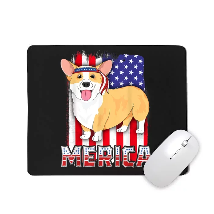 Merica Corgi 4th Of July Family Women Dog American Flag Mousepad