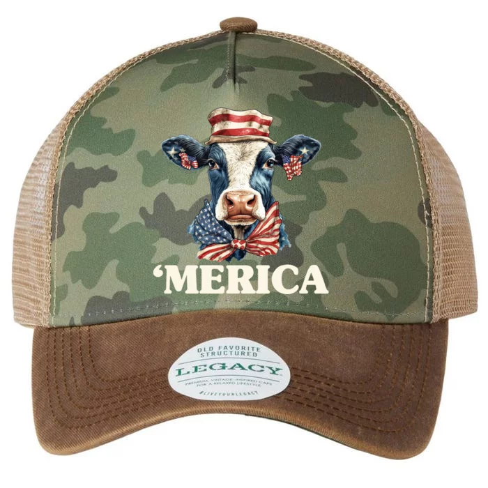 Merica Cow 4th Of July American Flag Legacy Tie Dye Trucker Hat