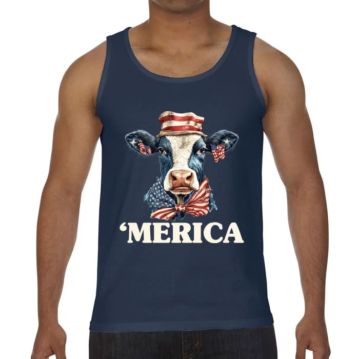 Merica Cow 4th Of July American Flag Comfort Colors® Tank Top