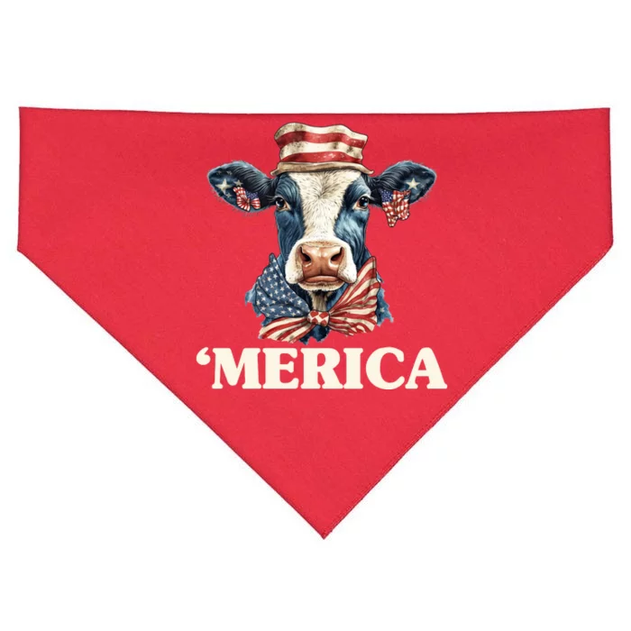 Merica Cow 4th Of July American Flag USA-Made Doggie Bandana