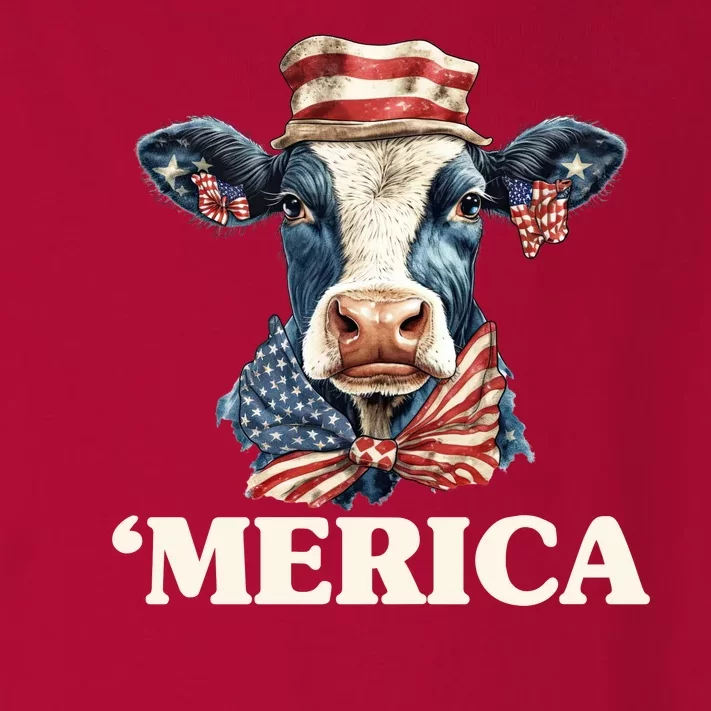 Merica Cow 4th Of July American Flag Toddler Long Sleeve Shirt