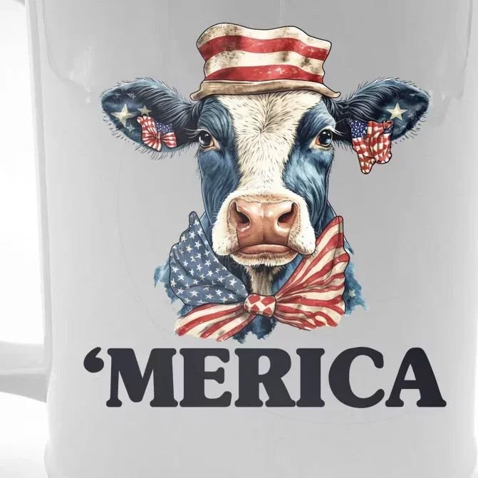 Merica Cow 4th Of July American Flag Front & Back Beer Stein