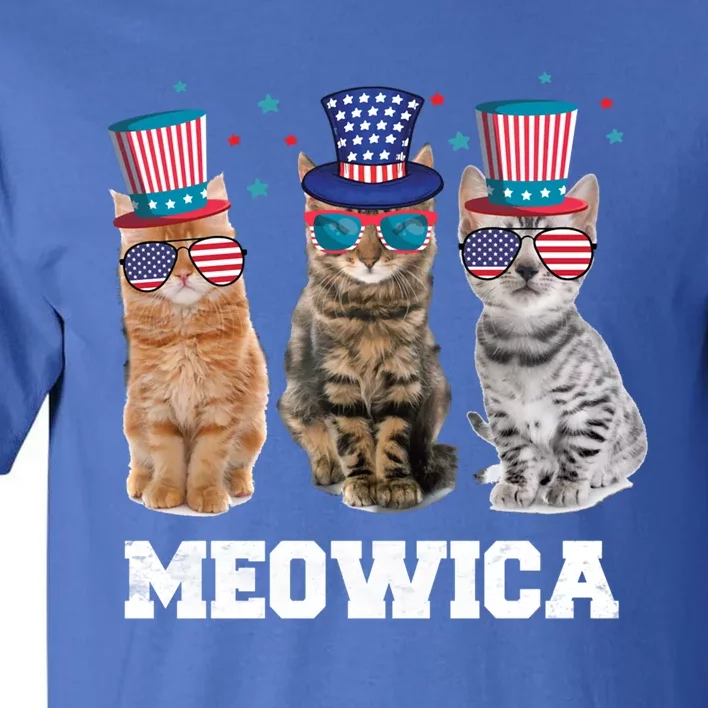 Meowica Cat 4th Of July Kitten Memorial Day Gift Tall T-Shirt