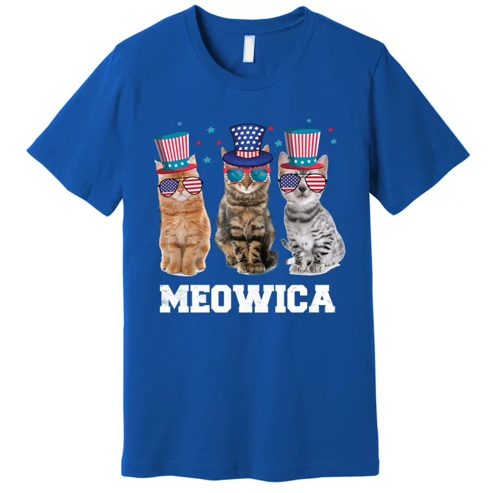 Meowica Cat 4th Of July Kitten Memorial Day Gift Premium T-Shirt