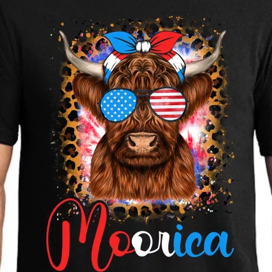 Moorica Cow 4th Of July Design Usa Patriotic Cow Gift Pajama Set