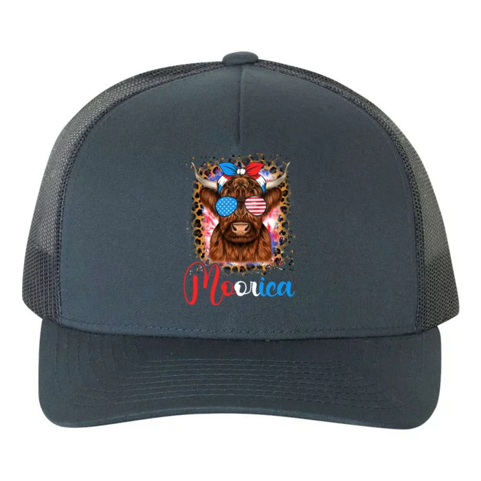 Moorica Cow 4th Of July Design Usa Patriotic Cow Gift Yupoong Adult 5-Panel Trucker Hat