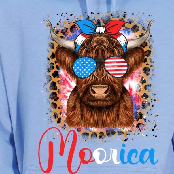 Moorica Cow 4th Of July Design Usa Patriotic Cow Gift Unisex Surf Hoodie