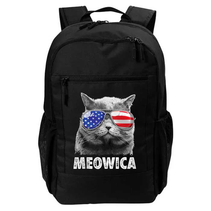 Meowica Cat 4th Of July Merica Usa American Flag Daily Commute Backpack