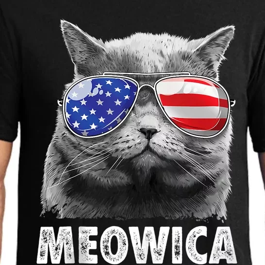 Meowica Cat 4th Of July Merica Usa American Flag Pajama Set