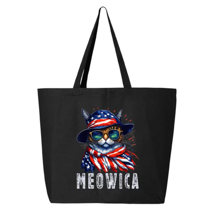 MEOWICA Cat 4th July Sunglasses Merica Cat American Flag 25L Jumbo Tote