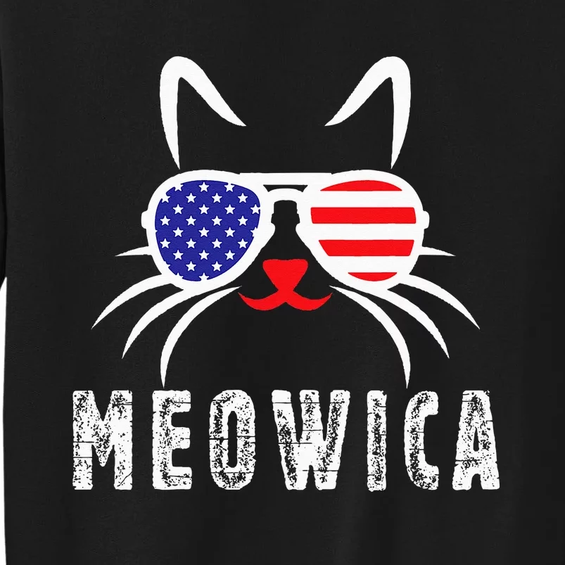 MEOWICA Cat 4th July Sunglasses Merica Cat American Flag Sweatshirt