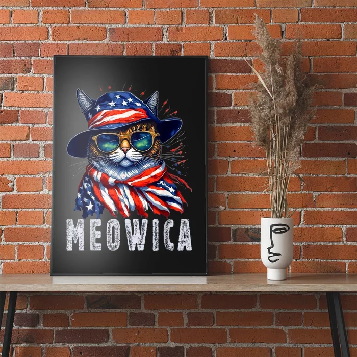 MEOWICA Cat 4th July Sunglasses Merica Cat American Flag Poster