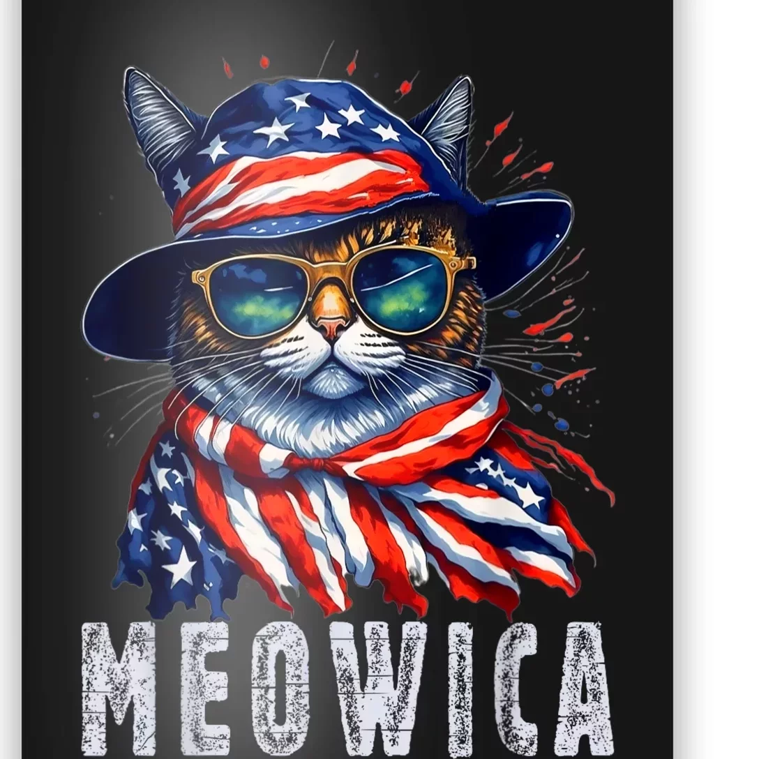 MEOWICA Cat 4th July Sunglasses Merica Cat American Flag Poster