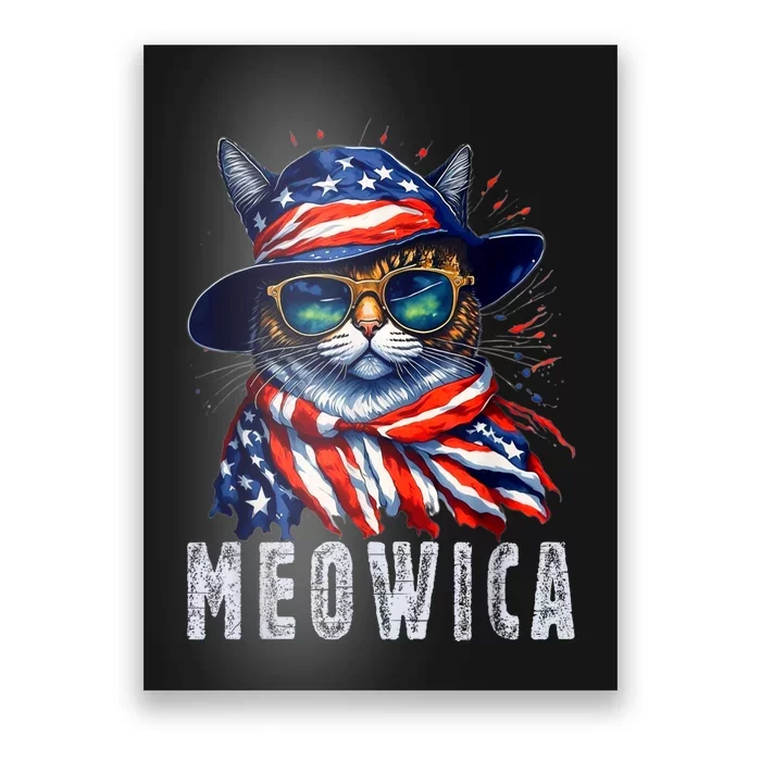 MEOWICA Cat 4th July Sunglasses Merica Cat American Flag Poster