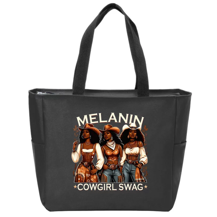 Melanin Cowgirls African Melanin Cowgirl Swag Black History Zip Tote Bag