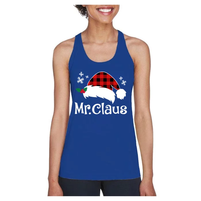 Mr Claus And Mrs Claus Funny Christmas Matching Couple Xmas Funny Gift Women's Racerback Tank